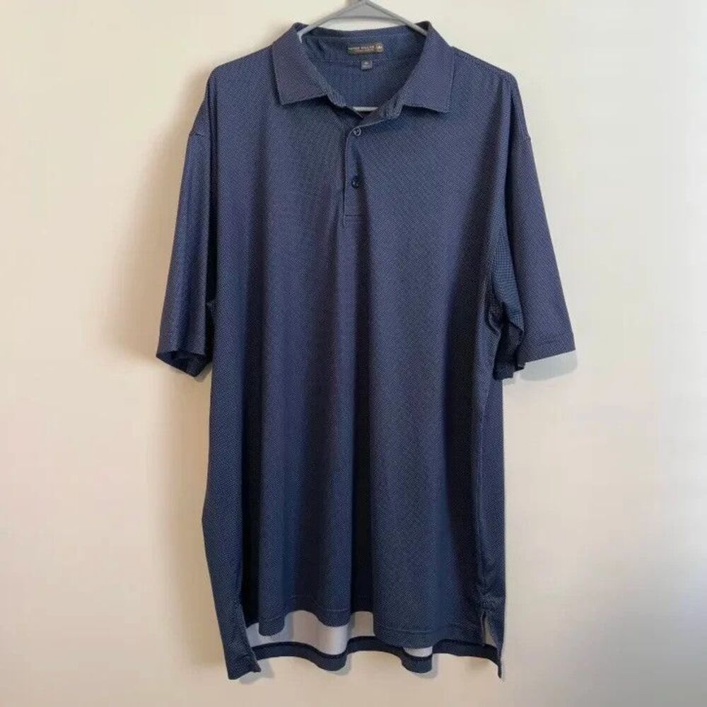 Peter Millar Summer Comfort Polo Navy Polka Dot Print Patterned Men's XL Golf